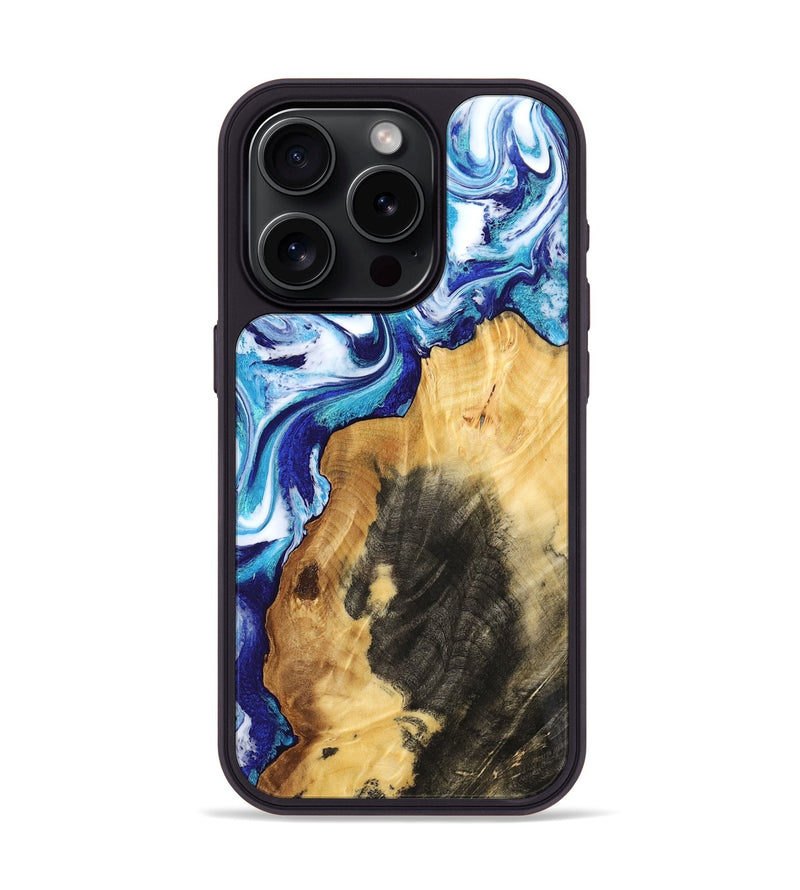 iPhone 15 Pro Wood Phone Case - Connie (Blue, 802341)