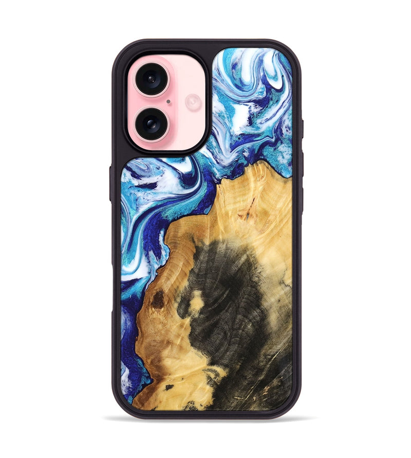 iPhone 16 Wood Phone Case - Connie (Blue, 802341)