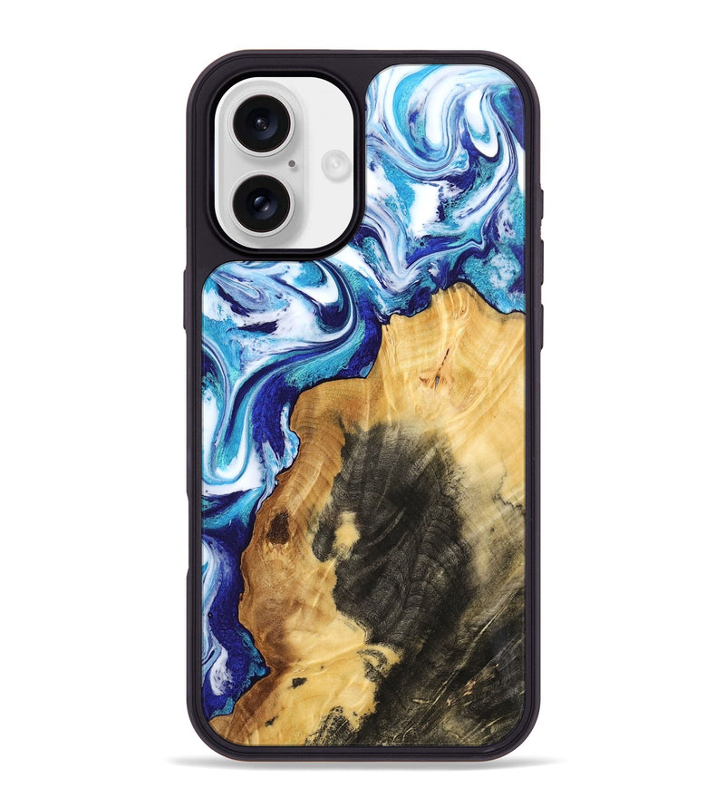 iPhone 16 Plus Wood Phone Case - Connie (Blue, 802341)