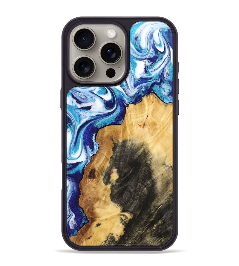 iPhone 16 Pro Max Wood Phone Case - Connie (Blue, 802341)