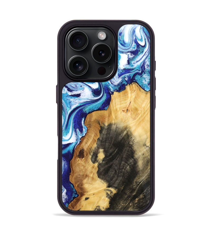 iPhone 16 Pro Wood Phone Case - Connie (Blue, 802341)