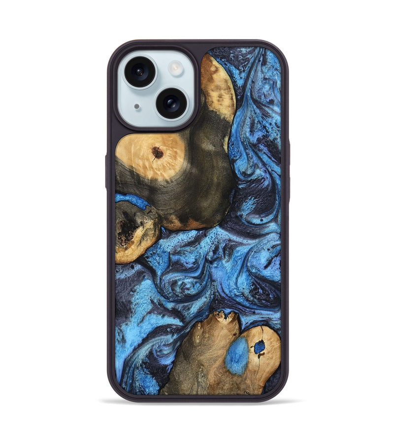 iPhone 15 Wood Phone Case - Rodrigo (Blue, 802343)