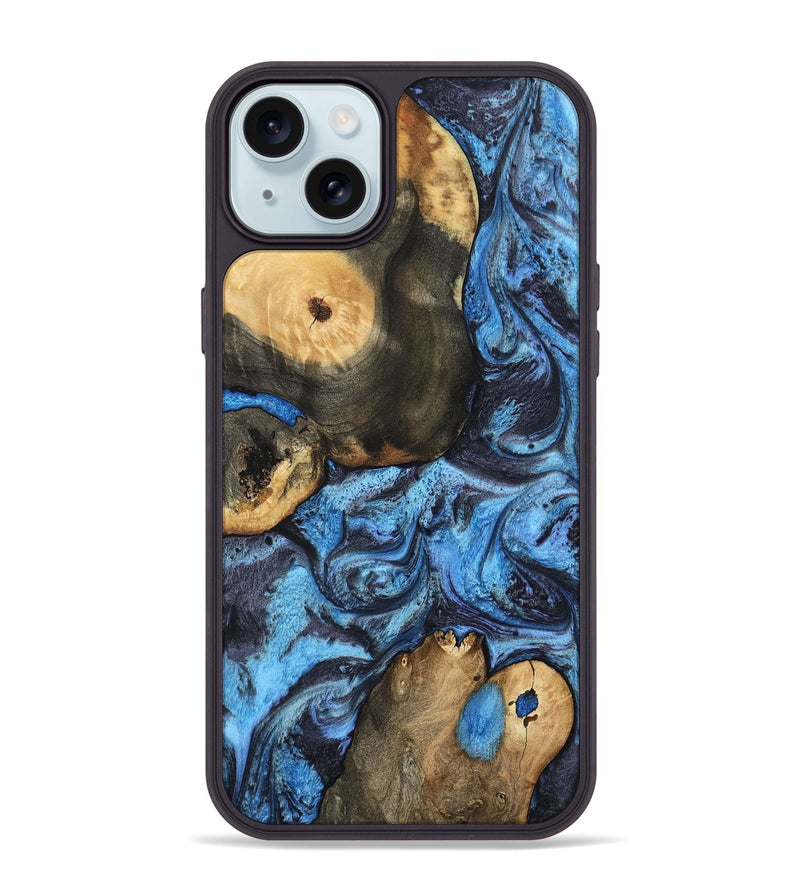 iPhone 15 Plus Wood Phone Case - Rodrigo (Blue, 802343)