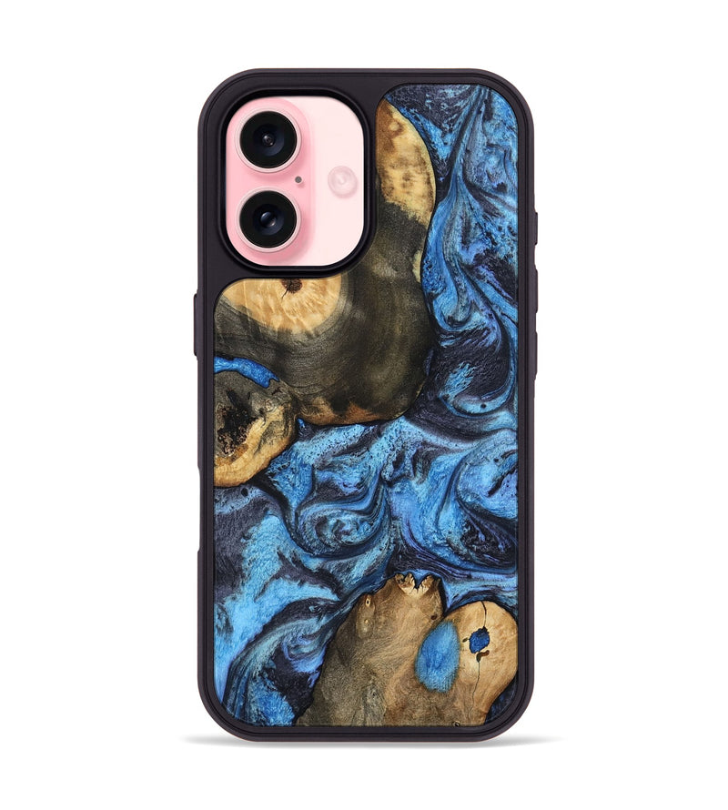 iPhone 16 Wood Phone Case - Rodrigo (Blue, 802343)