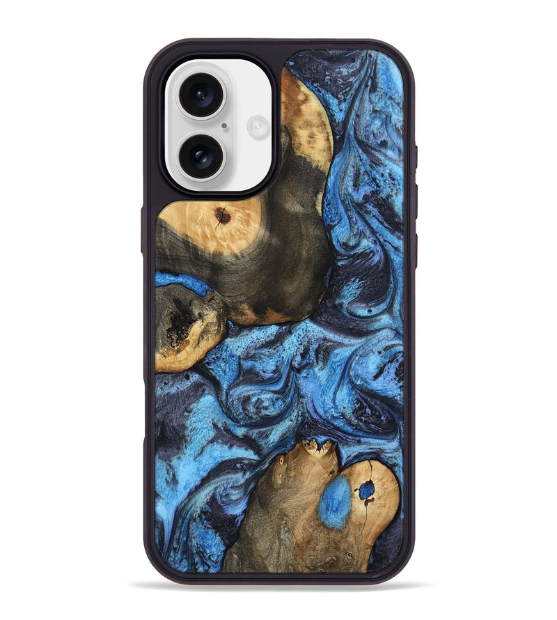 iPhone 16 Plus Wood Phone Case - Rodrigo (Blue, 802343)