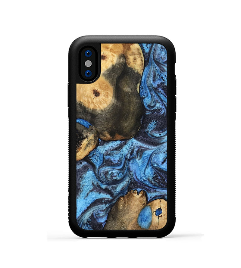 iPhone Xs Wood Phone Case - Rodrigo (Blue, 802343)