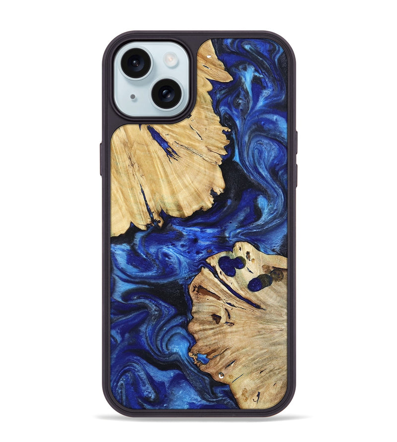 iPhone 15 Plus Wood Phone Case - Meadow (Blue, 802344)