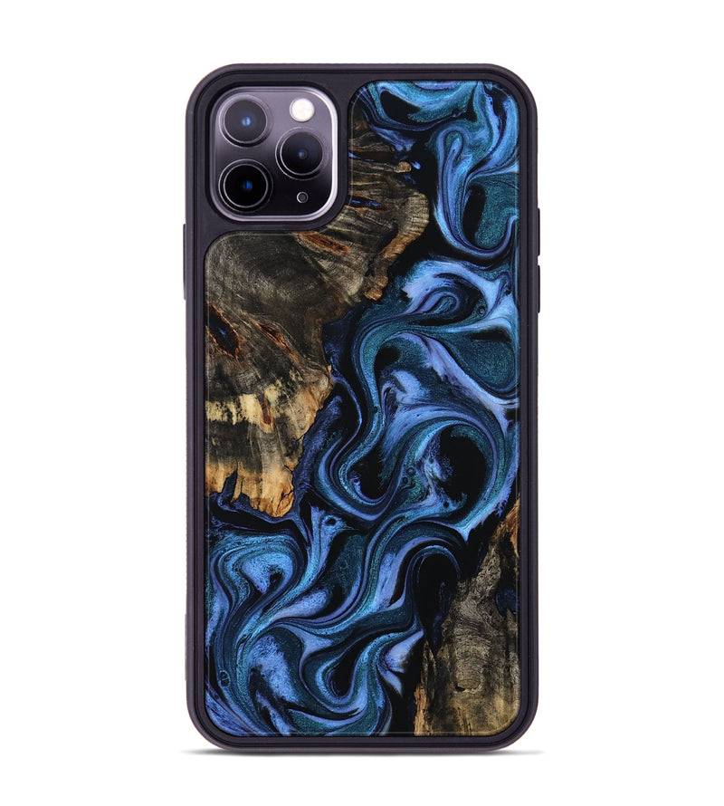 iPhone 11 Pro Max Wood Phone Case - Carlene (Blue, 802345)