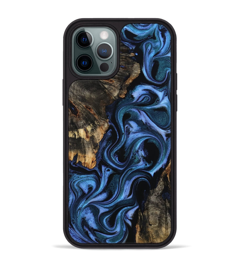 iPhone 12 Pro Max Wood Phone Case - Carlene (Blue, 802345)