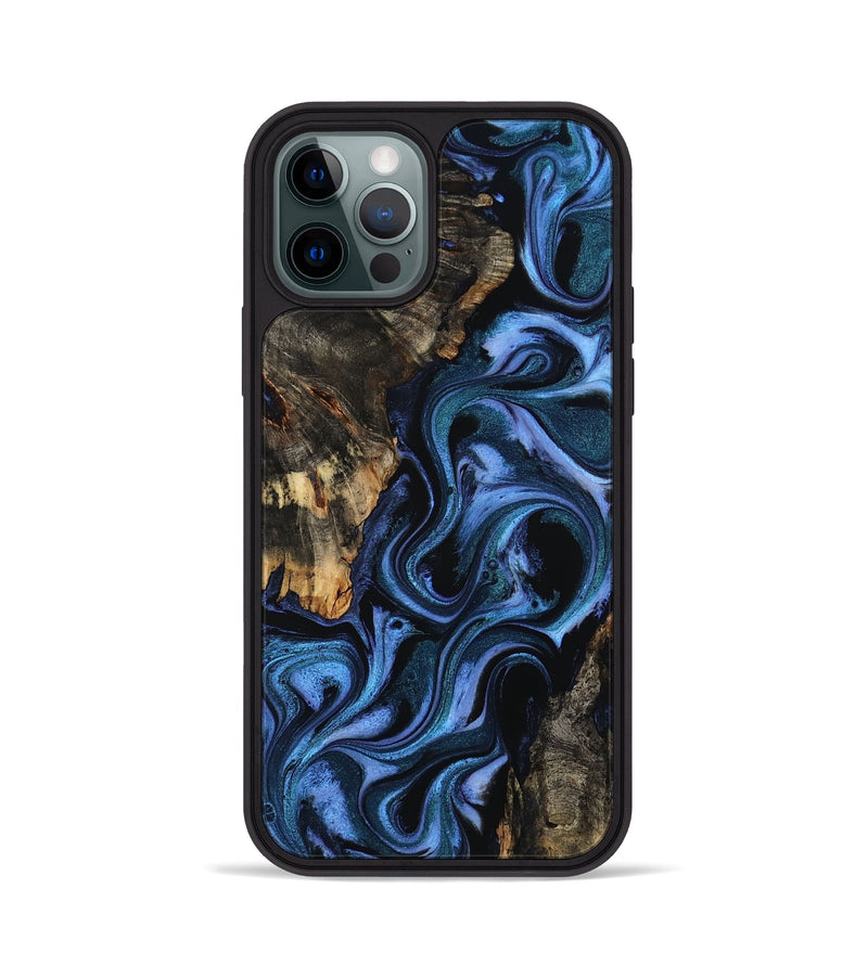 iPhone 12 Pro Wood Phone Case - Carlene (Blue, 802345)