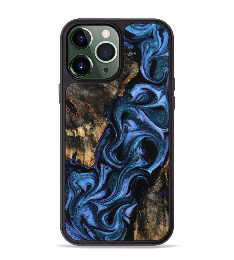 iPhone 13 Pro Max Wood Phone Case - Carlene (Blue, 802345)