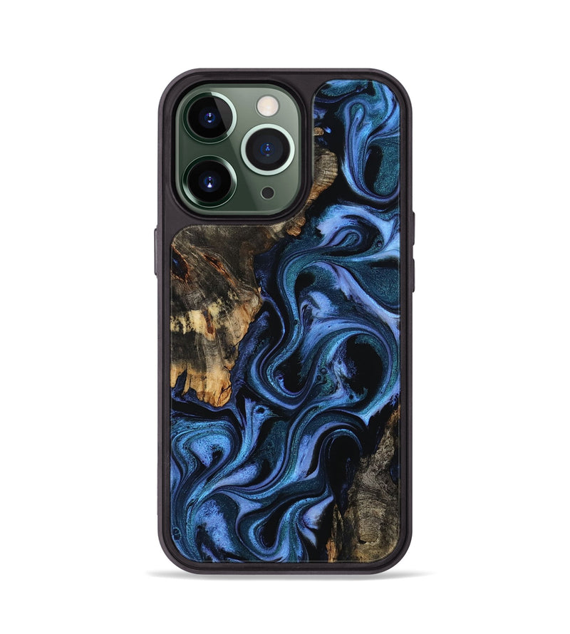 iPhone 13 Pro Wood Phone Case - Carlene (Blue, 802345)
