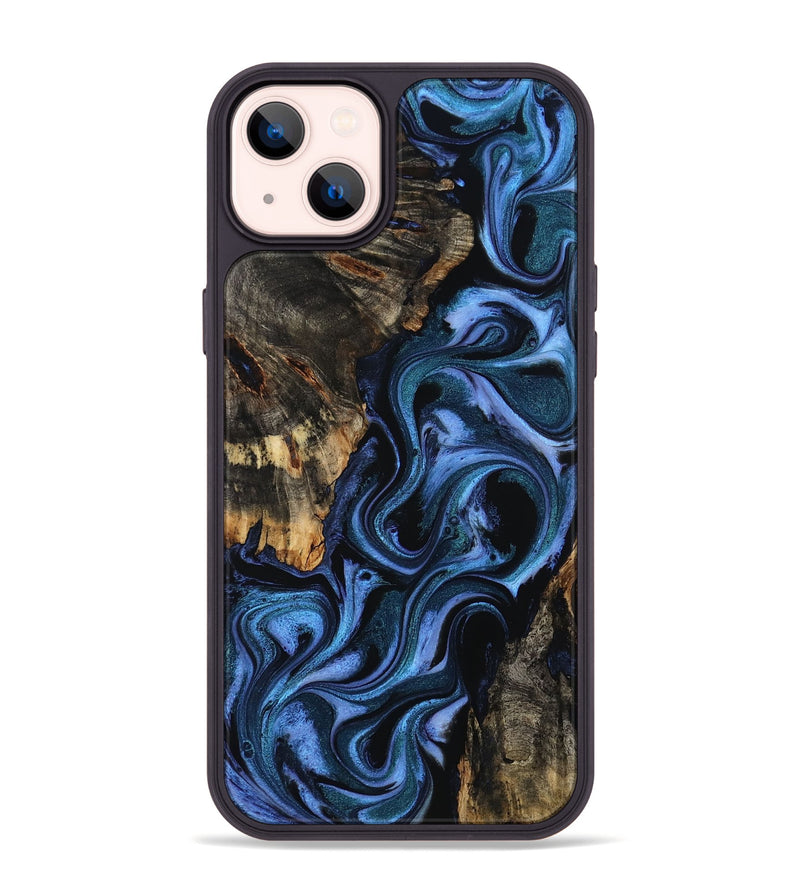 iPhone 14 Plus Wood Phone Case - Carlene (Blue, 802345)