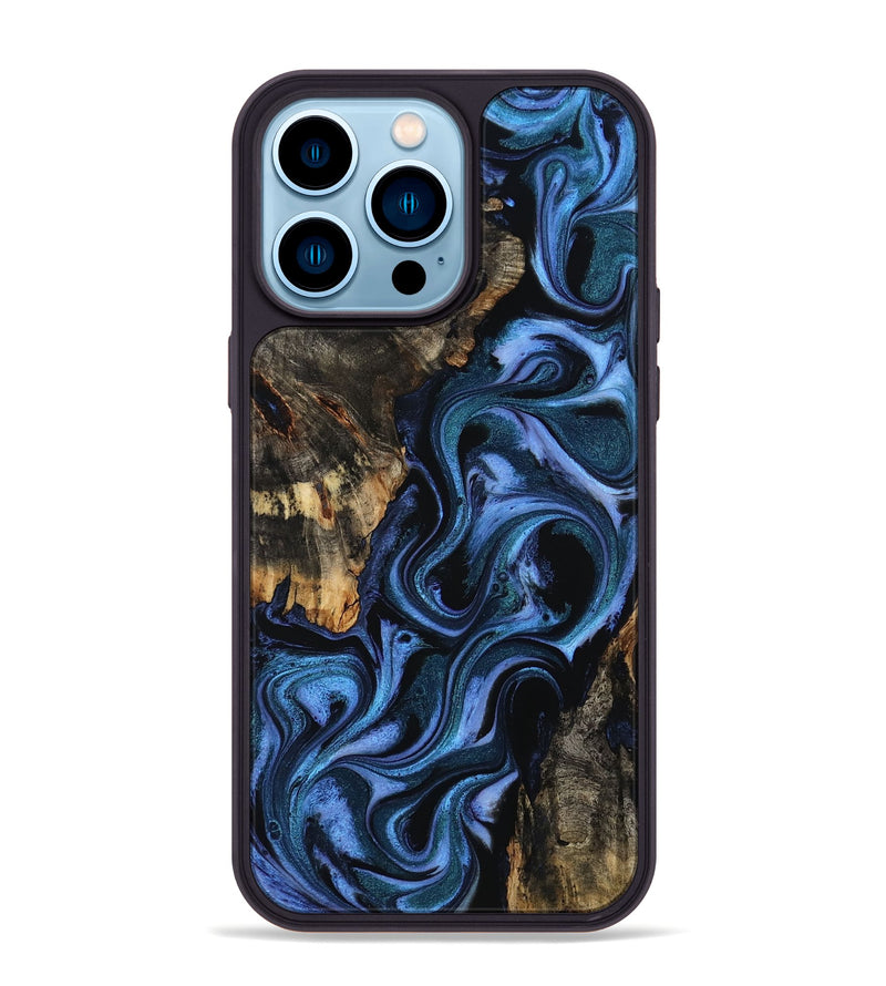 iPhone 14 Pro Max Wood Phone Case - Carlene (Blue, 802345)