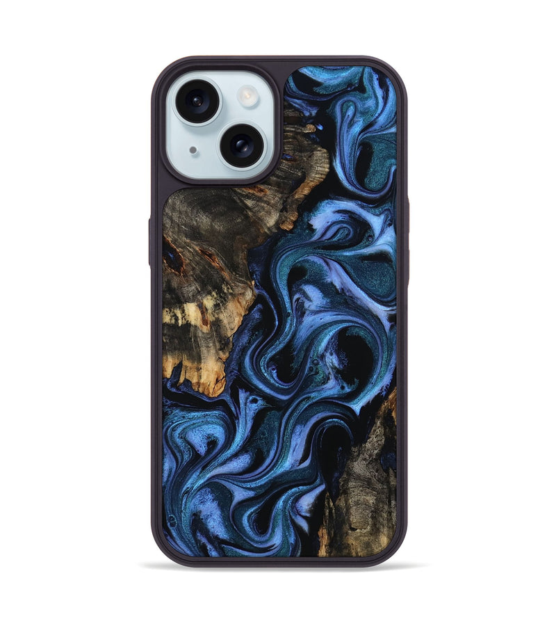 iPhone 15 Wood Phone Case - Carlene (Blue, 802345)