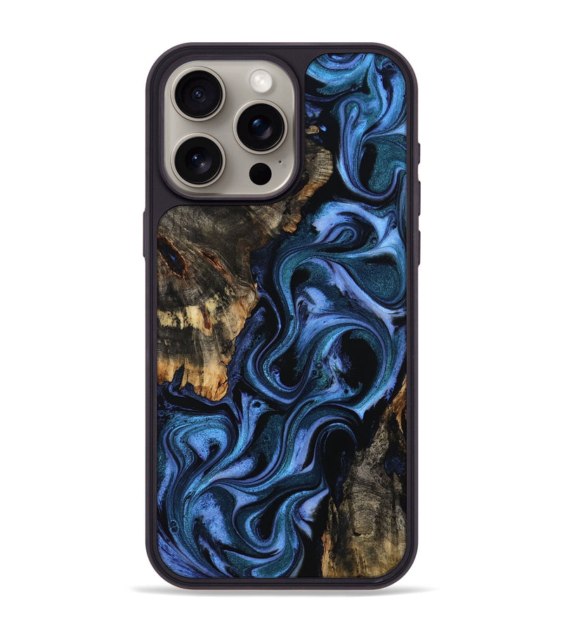 iPhone 15 Pro Max Wood Phone Case - Carlene (Blue, 802345)