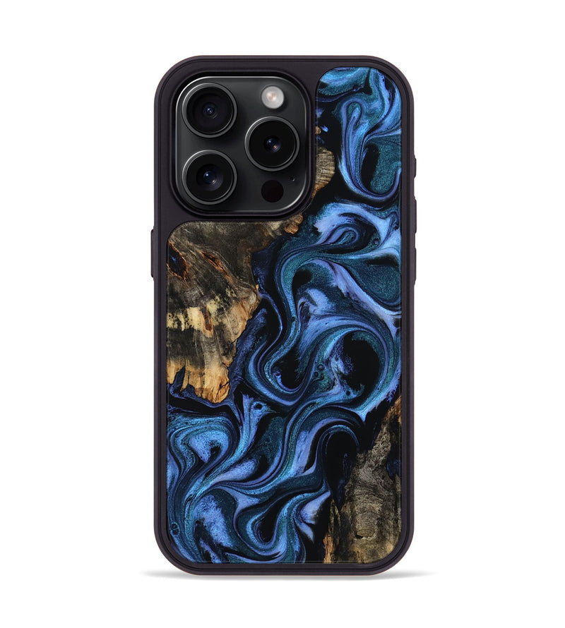 iPhone 15 Pro Wood Phone Case - Carlene (Blue, 802345)