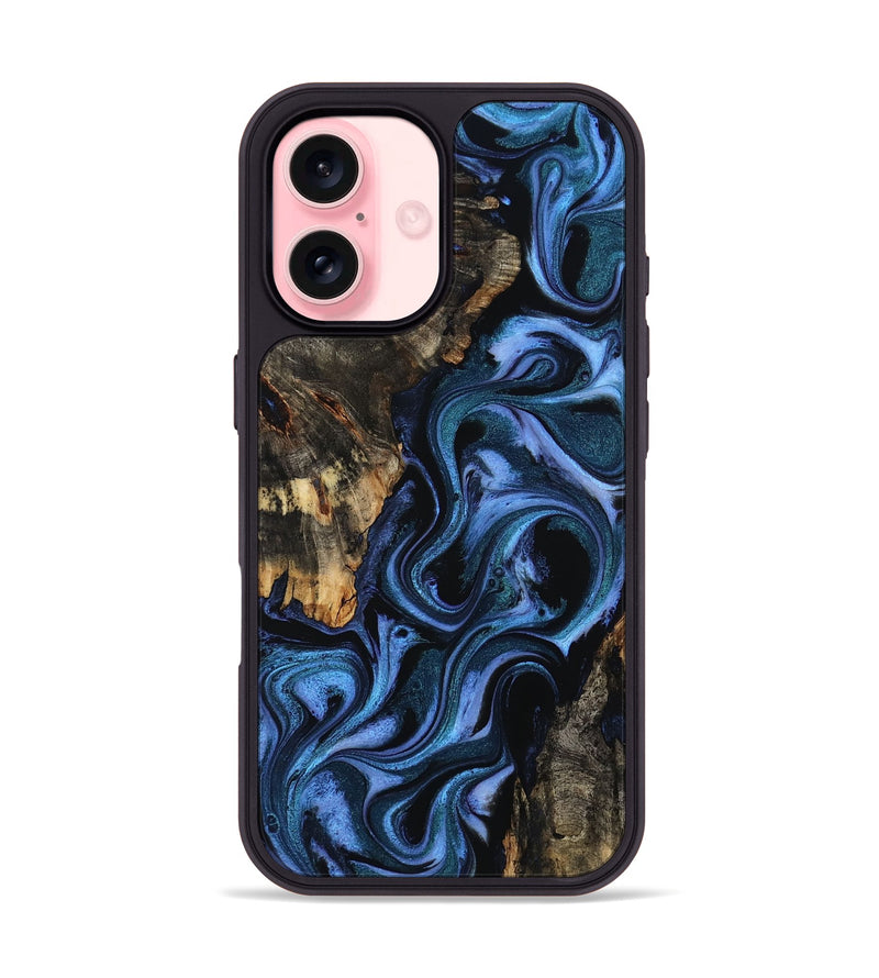 iPhone 16 Wood Phone Case - Carlene (Blue, 802345)