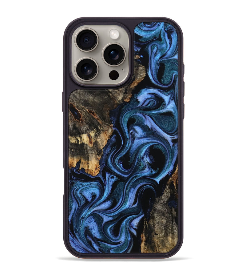 iPhone 16 Pro Max Wood Phone Case - Carlene (Blue, 802345)