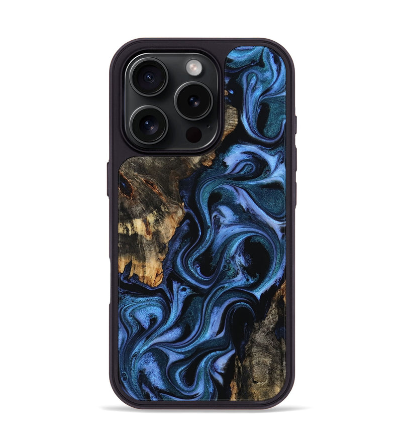 iPhone 16 Pro Wood Phone Case - Carlene (Blue, 802345)