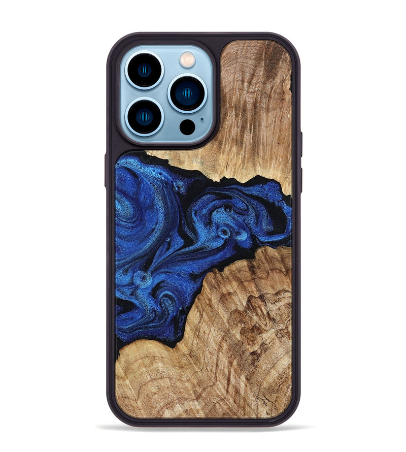 iPhone 14 Pro Max Wood Phone Case - Ciara (Blue, 802347)