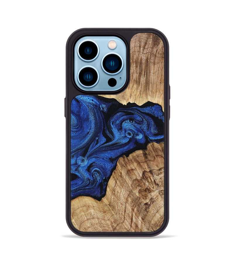 iPhone 14 Pro Wood Phone Case - Ciara (Blue, 802347)