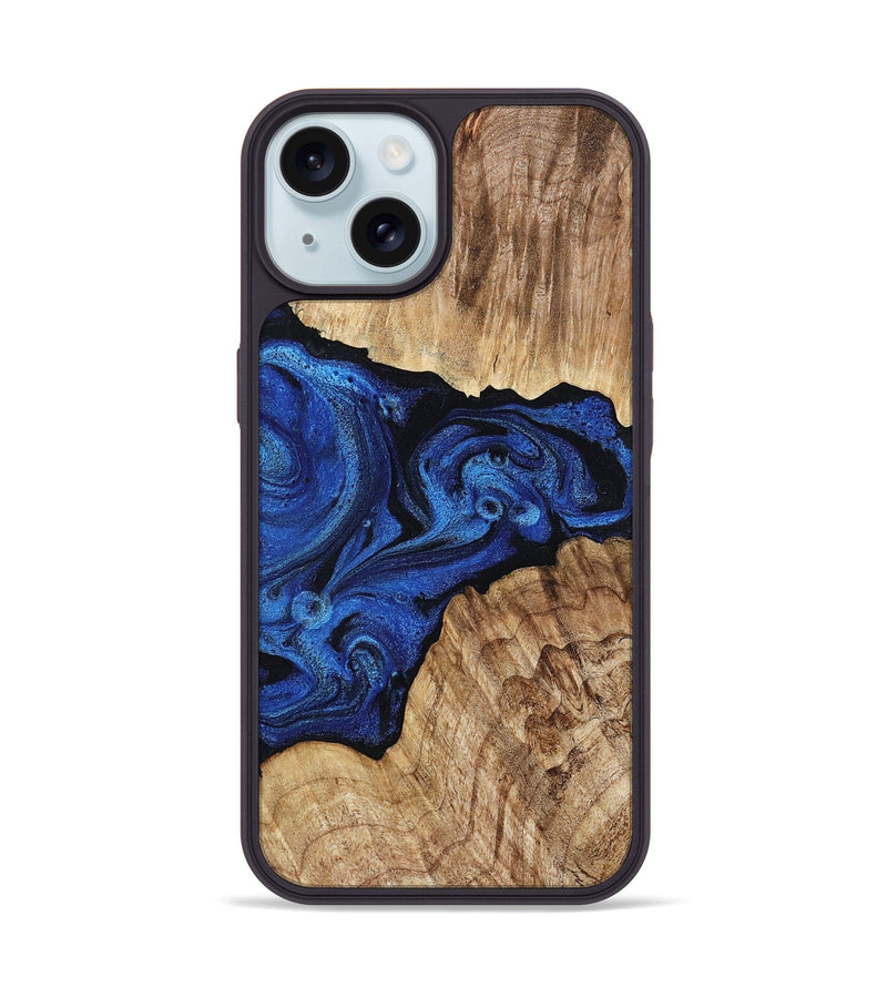 iPhone 15 Wood Phone Case - Ciara (Blue, 802347)