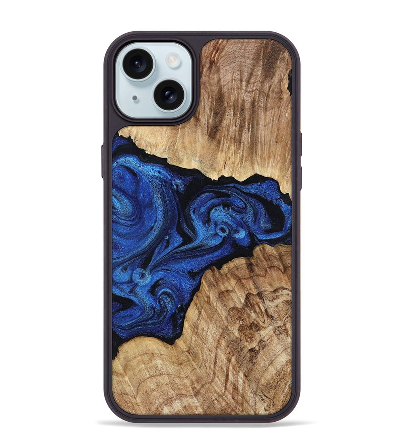 iPhone 15 Plus Wood Phone Case - Ciara (Blue, 802347)
