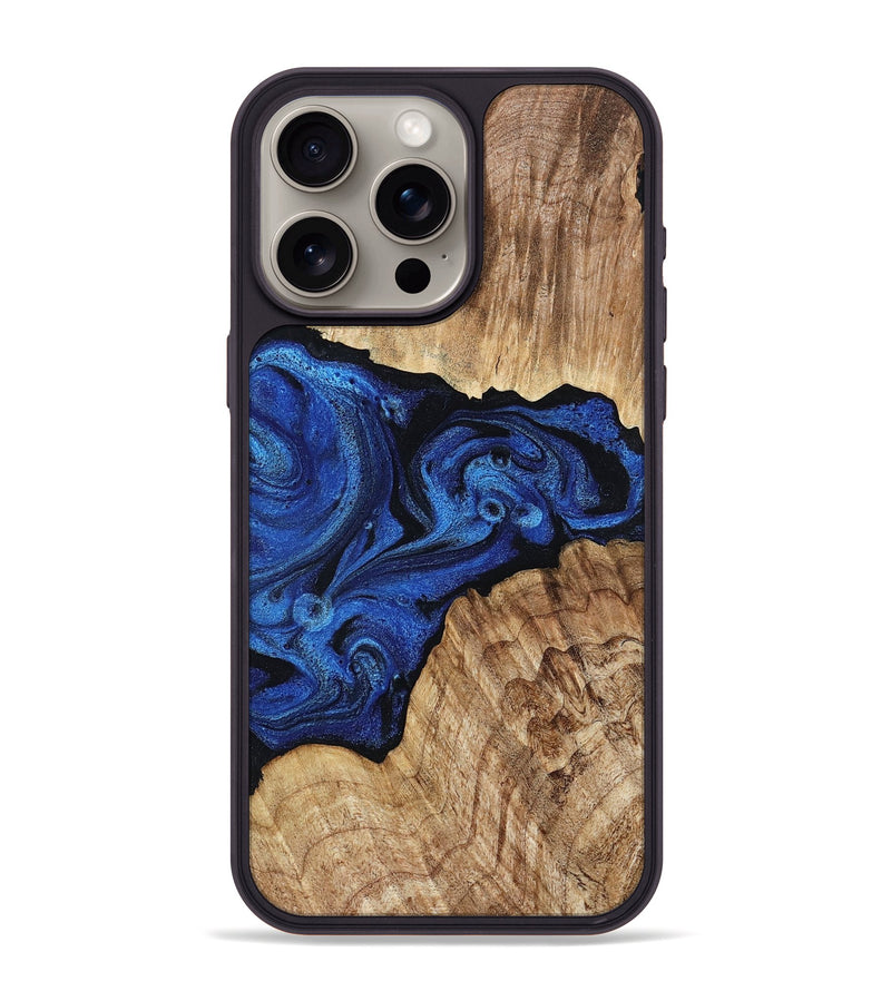 iPhone 15 Pro Max Wood Phone Case - Ciara (Blue, 802347)