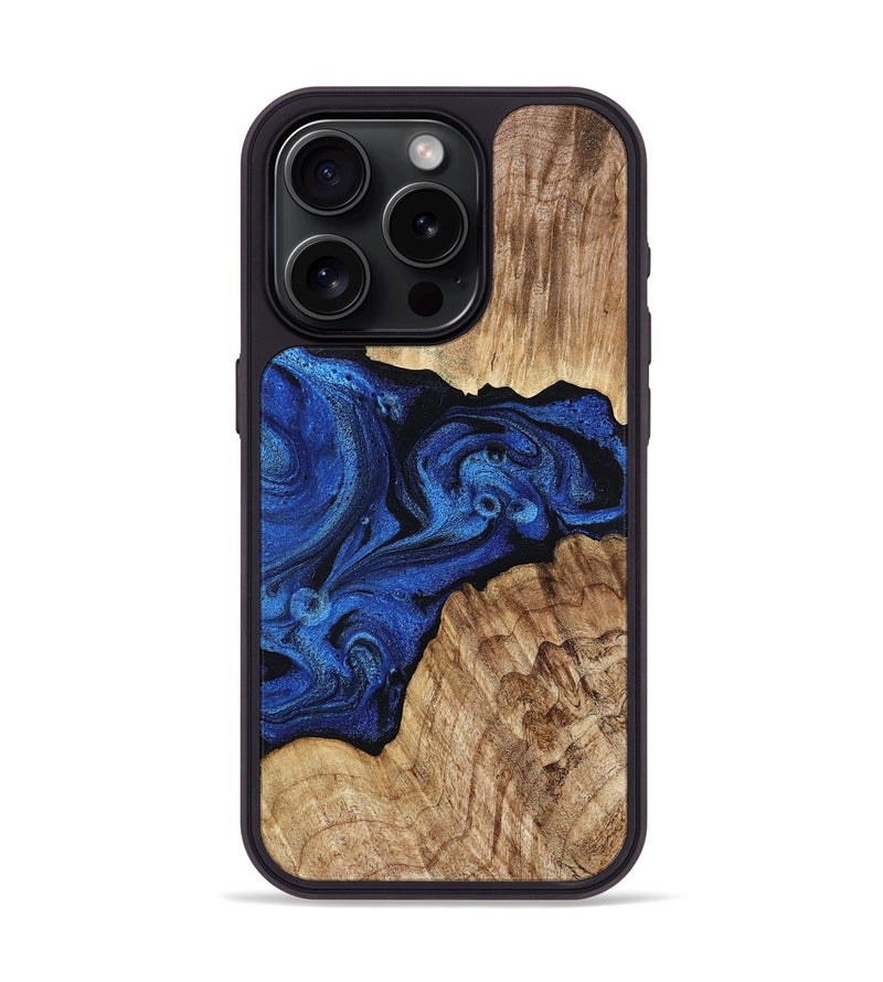 iPhone 15 Pro Wood Phone Case - Ciara (Blue, 802347)