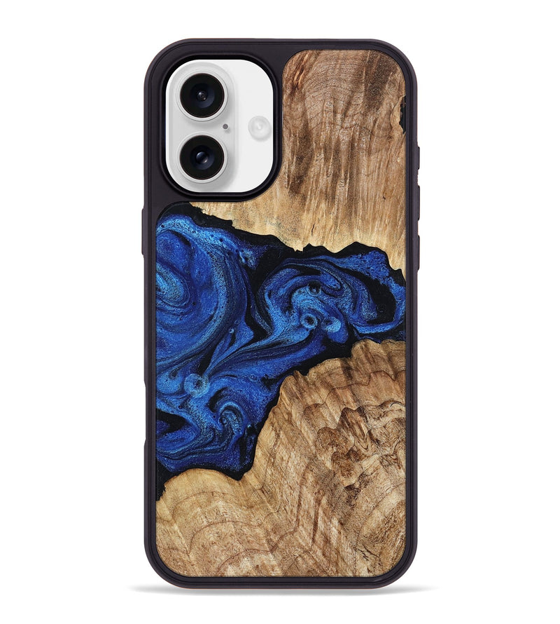 iPhone 16 Plus Wood Phone Case - Ciara (Blue, 802347)