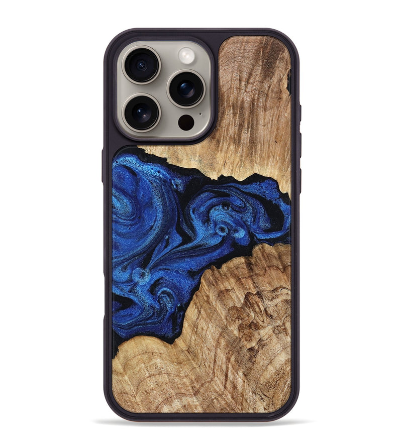 iPhone 16 Pro Max Wood Phone Case - Ciara (Blue, 802347)