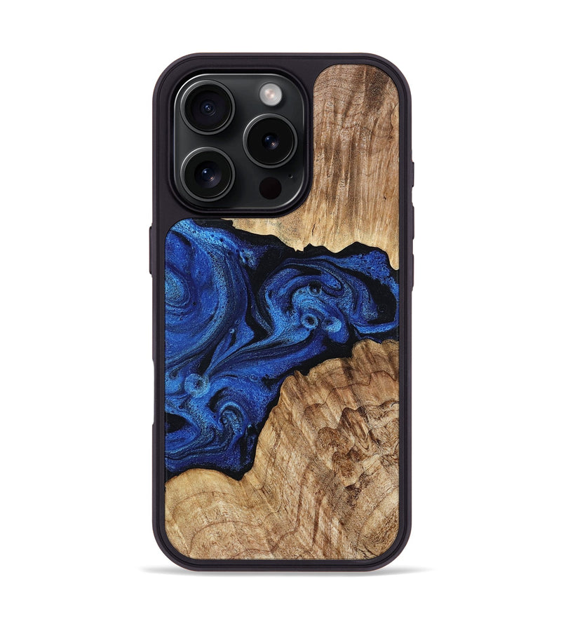 iPhone 16 Pro Wood Phone Case - Ciara (Blue, 802347)