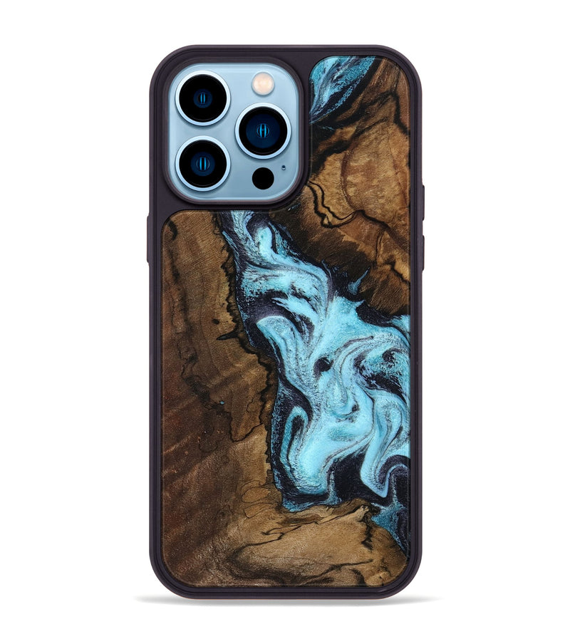 iPhone 14 Pro Max Wood Phone Case - Lucille (Blue, 802348)