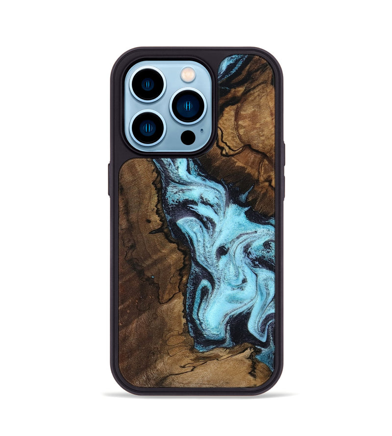 iPhone 14 Pro Wood Phone Case - Lucille (Blue, 802348)