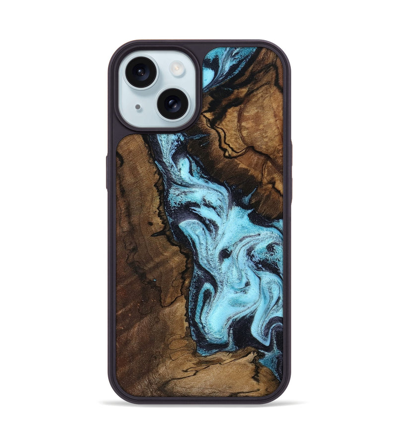 iPhone 15 Wood Phone Case - Lucille (Blue, 802348)