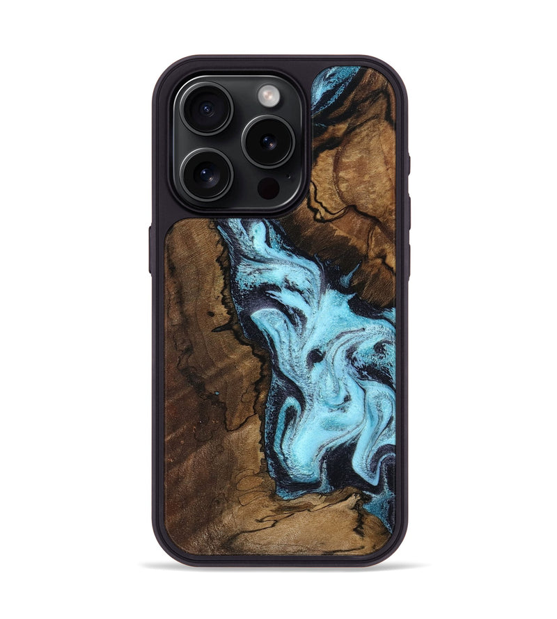 iPhone 15 Pro Wood Phone Case - Lucille (Blue, 802348)