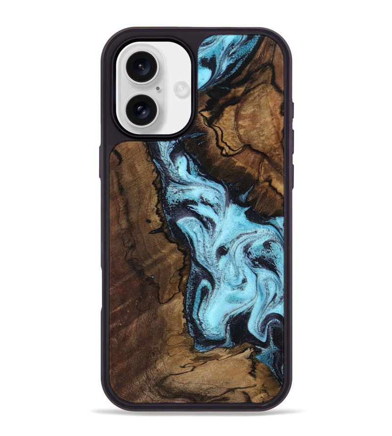 iPhone 16 Plus Wood Phone Case - Lucille (Blue, 802348)