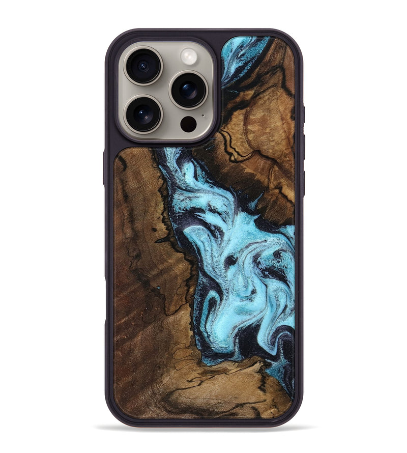 iPhone 16 Pro Max Wood Phone Case - Lucille (Blue, 802348)