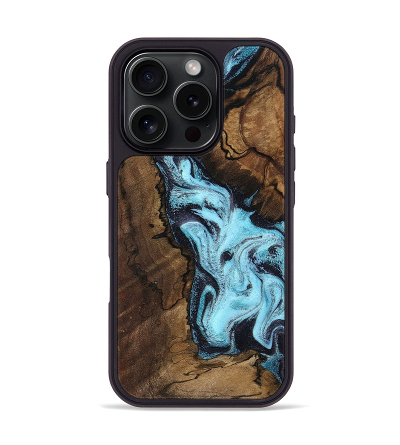iPhone 16 Pro Wood Phone Case - Lucille (Blue, 802348)