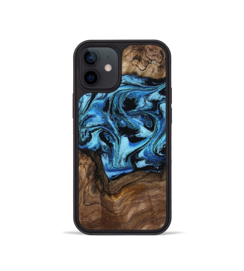 iPhone 12 mini Wood Phone Case - Miriam (Blue, 802349)