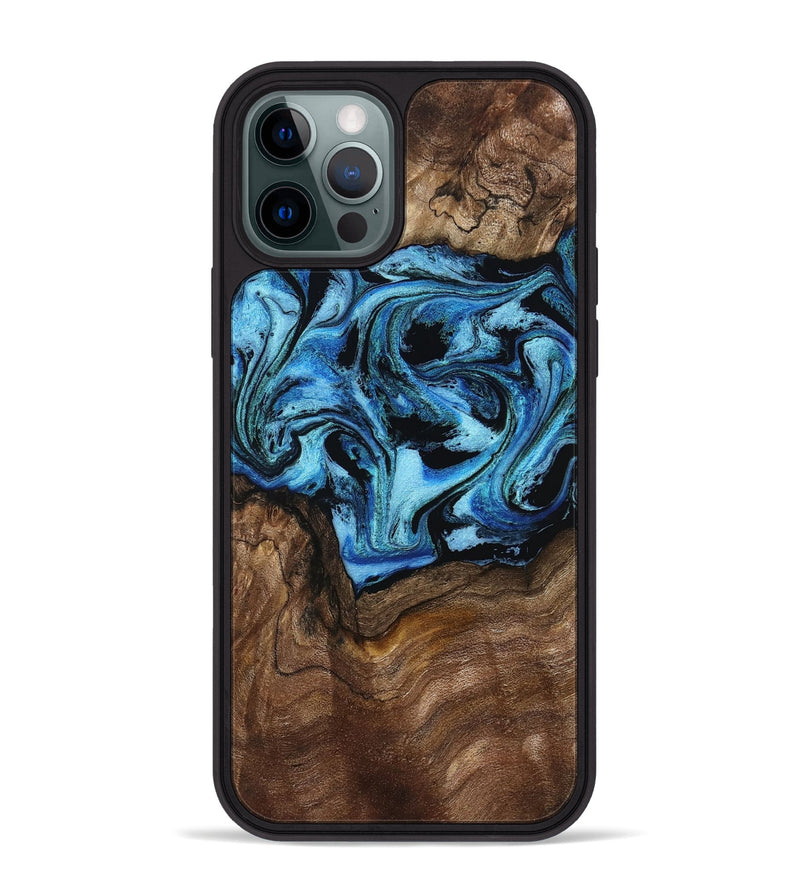 iPhone 12 Pro Max Wood Phone Case - Miriam (Blue, 802349)