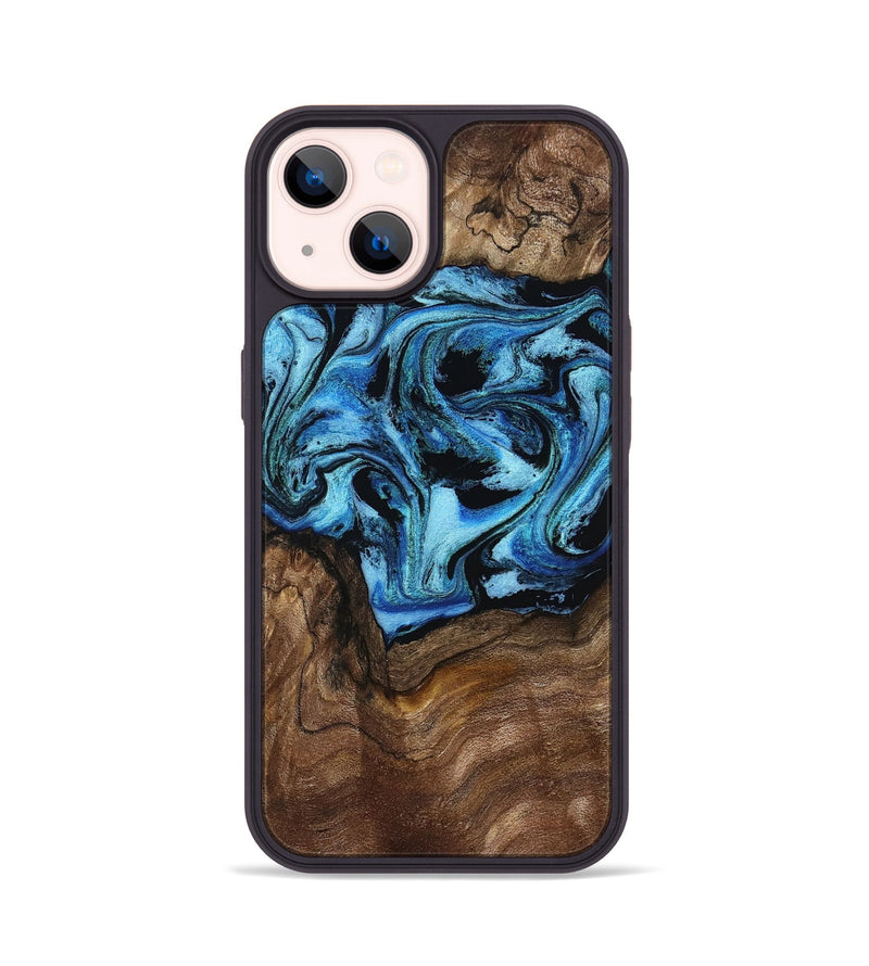 iPhone 14 Wood Phone Case - Miriam (Blue, 802349)