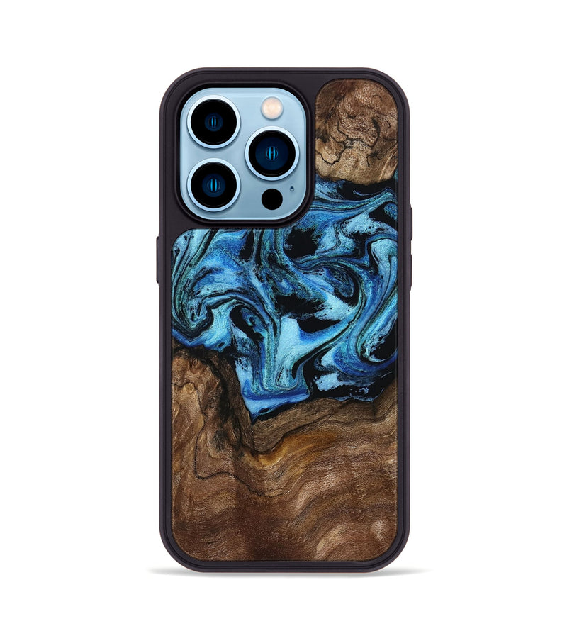 iPhone 14 Pro Wood Phone Case - Miriam (Blue, 802349)