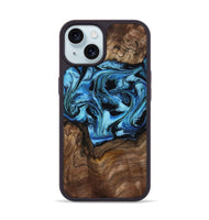iPhone 15 Wood Phone Case - Miriam (Blue, 802349)