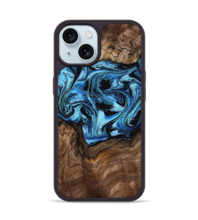 iPhone 15 Wood Phone Case - Miriam (Blue, 802349)