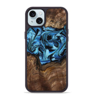 iPhone 15 Plus Wood Phone Case - Miriam (Blue, 802349)