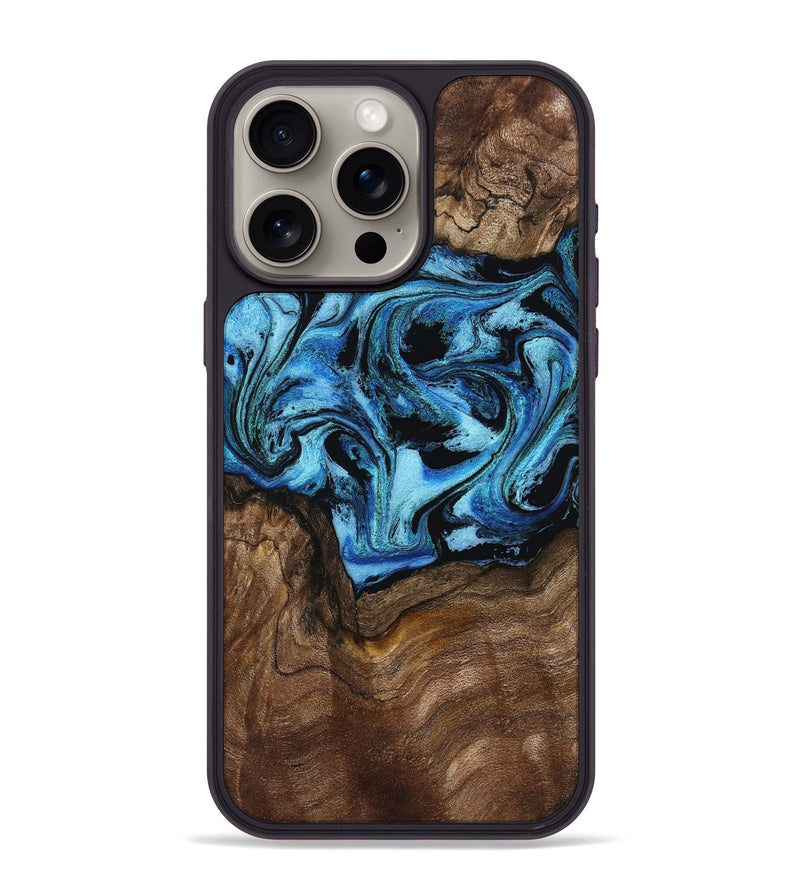 iPhone 15 Pro Max Wood Phone Case - Miriam (Blue, 802349)