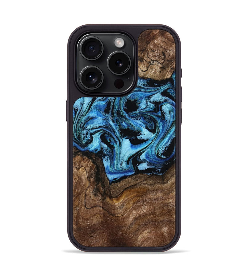 iPhone 15 Pro Wood Phone Case - Miriam (Blue, 802349)