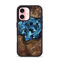iPhone 16 Wood Phone Case - Miriam (Blue, 802349)